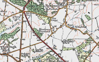 Old map of Hanbury Woodend in 1921