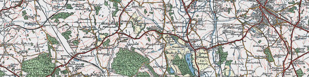 Old map of Hanchurch in 1921