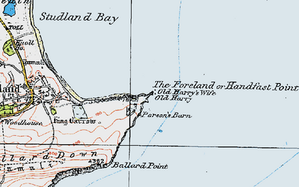 Old map of Handfast Point in 1919