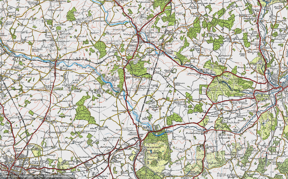 Old Map of Handside, 1920 in 1920