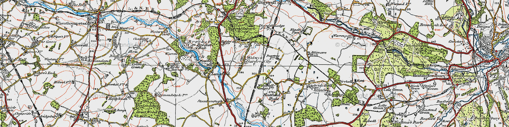 Old map of Handside in 1920
