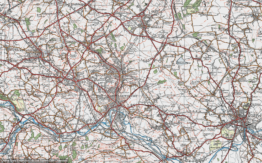 Old Map of Hanging Heaton, 1925 in 1925