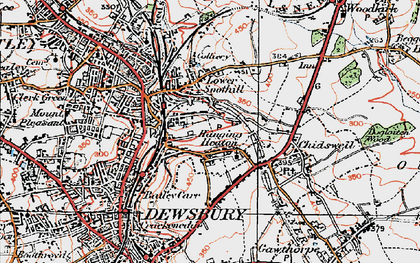 Old map of Hanging Heaton in 1925