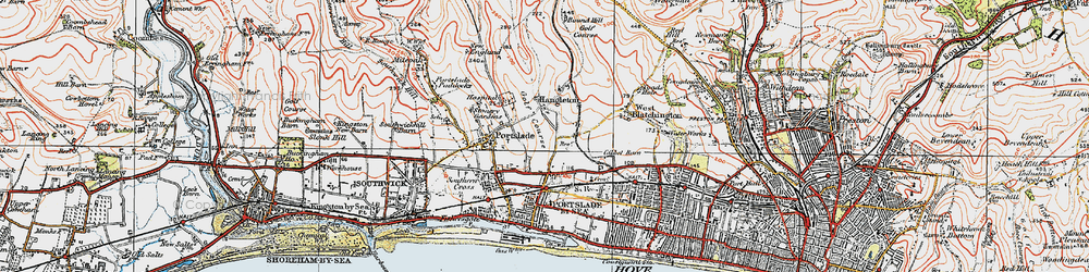 Old map of Hangleton in 1920