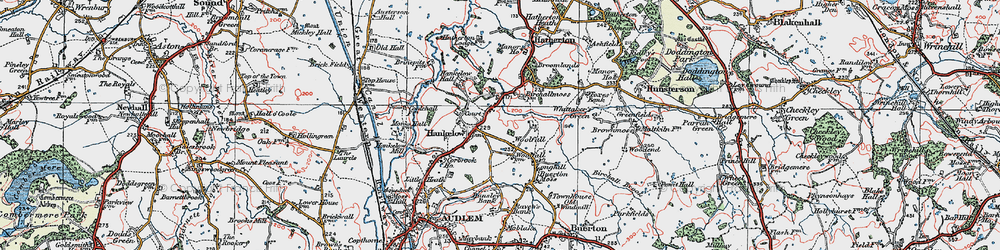 Old map of Hankelow in 1921
