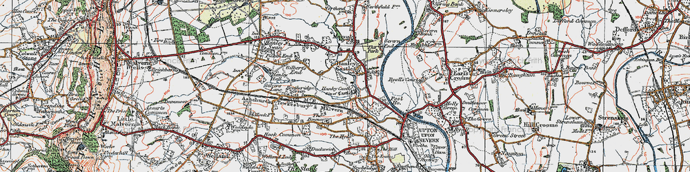Old map of Hanley Castle in 1920