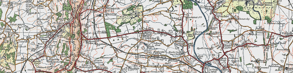 Old map of Hanley Swan in 1920