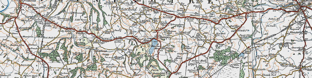Old map of Hanmer in 1921