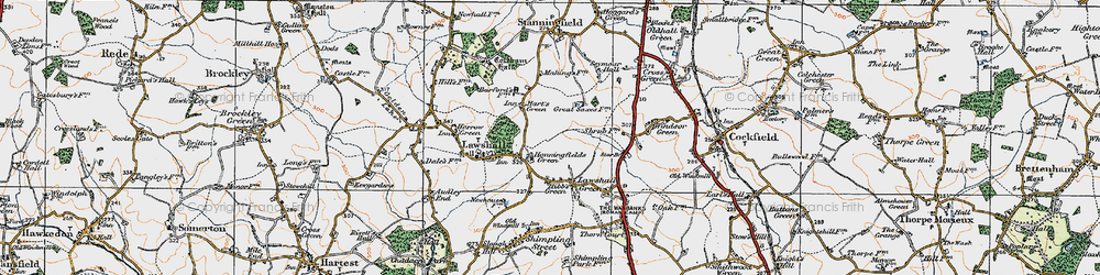 Old map of Hanningfields Green in 1921