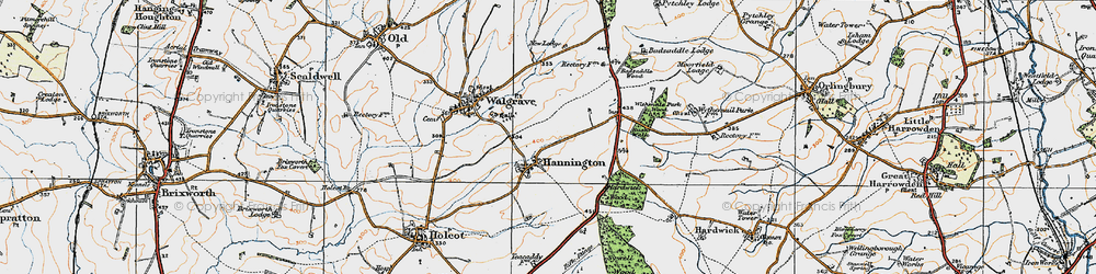 Old map of Hannington in 1919