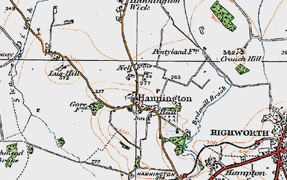 Old map of Hannington in 1919