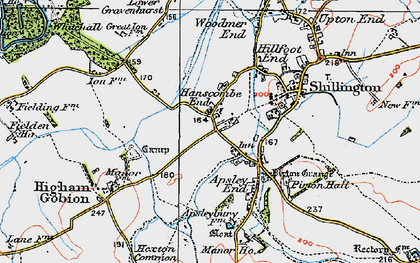 Old map of Hanscombe End in 1919