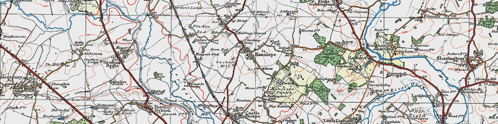 Old map of Hanslope in 1919