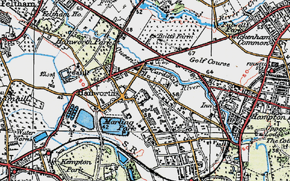 Old map of Hanworth in 1920