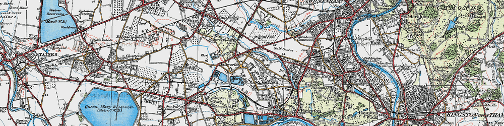 Old map of Hanworth in 1920