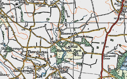 Old map of Hanworth in 1922