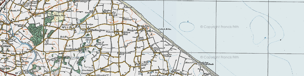 Old map of Happisburgh in 1922