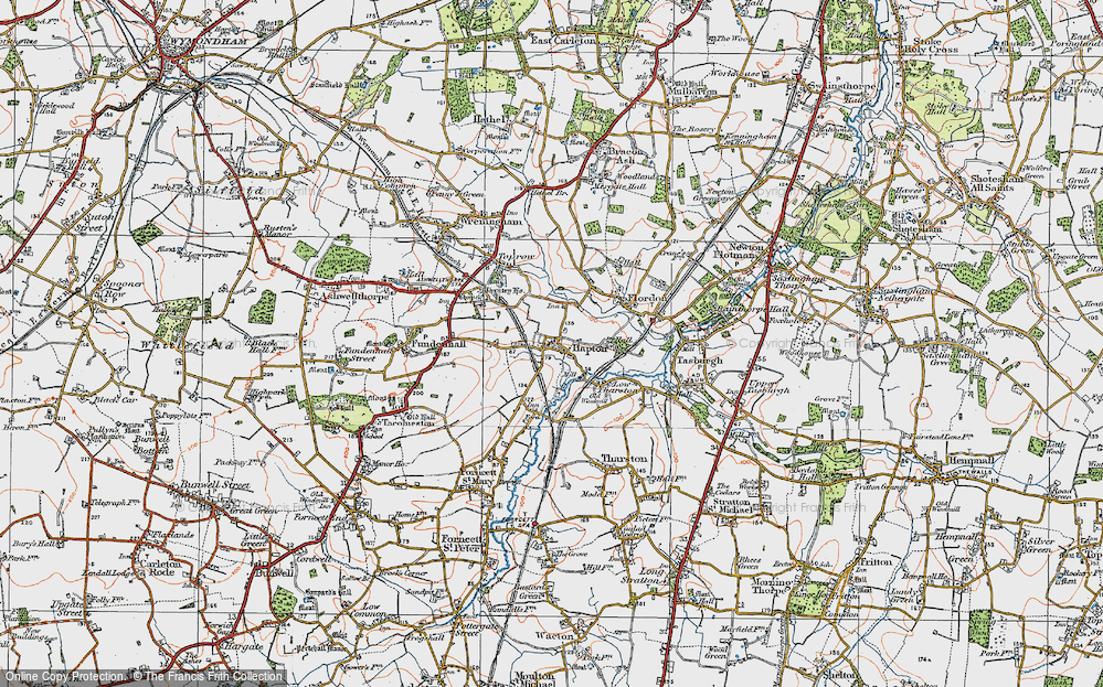 Old Map of Hapton, 1922 in 1922