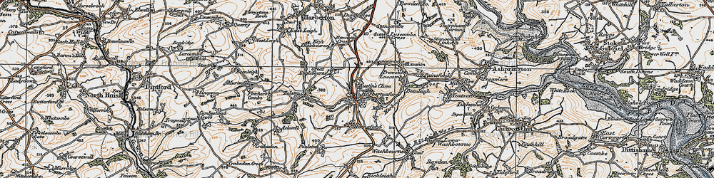 Old map of Harbertonford in 1919