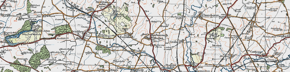 Old map of Harborough Magna in 1920