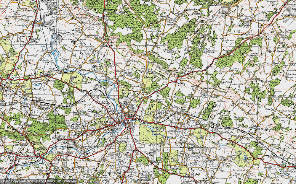 Old Map of Historic Map covering Park Wood in 1921
