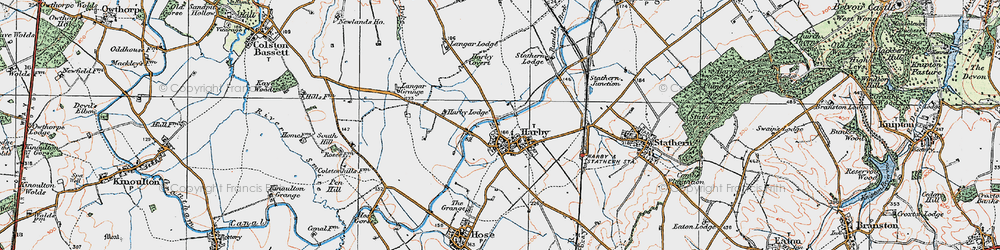 Old map of Langar Lodge in 1921