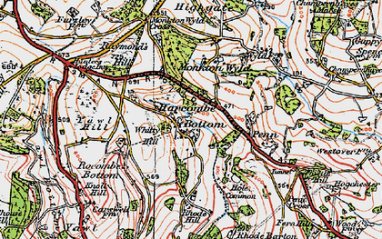 Old map of Harcombe Bottom in 1919