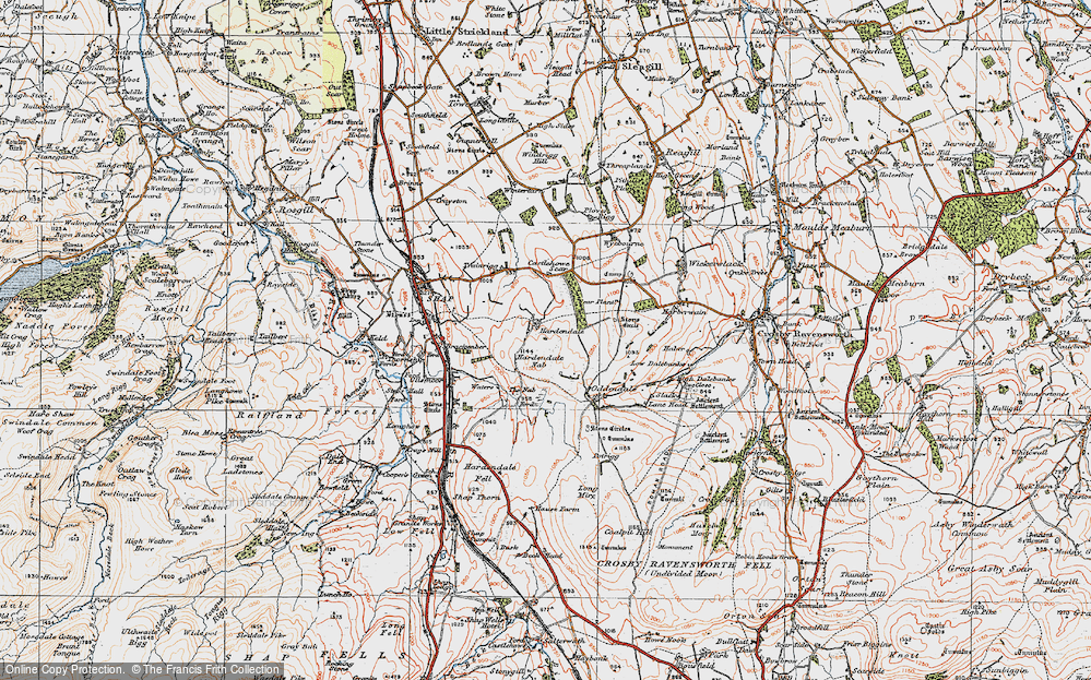 Old Map of Historic Map covering Shap Summit in 1925