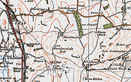 Old map of Shap Summit in 1925