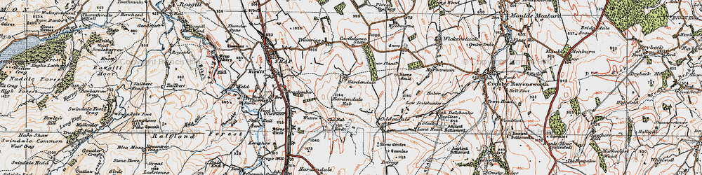 Old map of Shap Summit in 1925