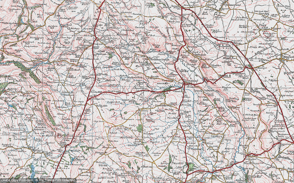 Old Map of Historic Map covering Barrow Moor in 1923