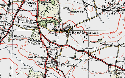 Old map of Hardingstone in 1919