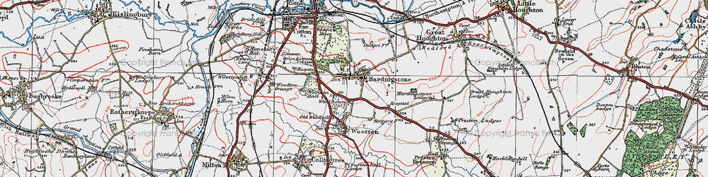 Old map of Hardingstone in 1919