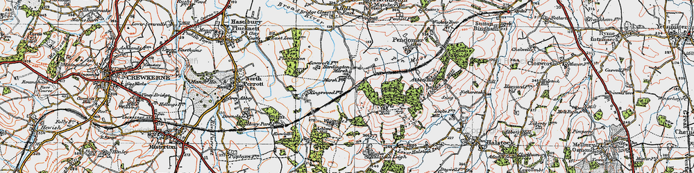 Old map of Hardington Marsh in 1919