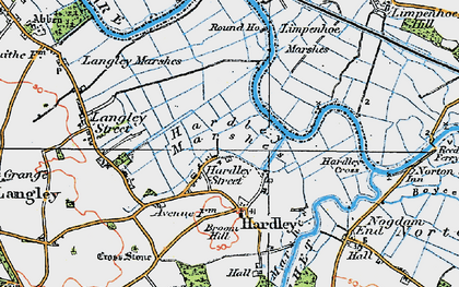 Old map of Hardley Street in 1922