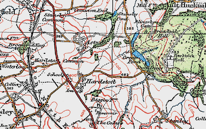 Old map of Hardstoft in 1923