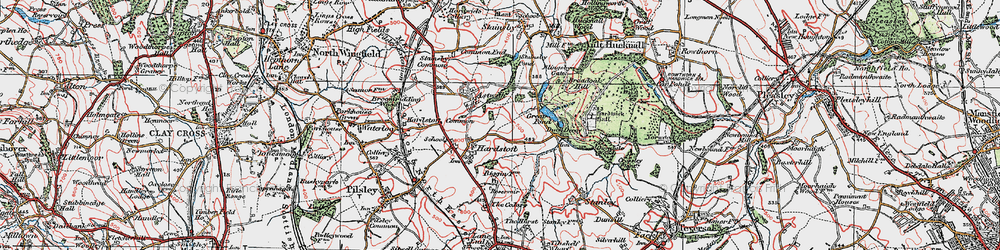 Old map of Hardstoft in 1923
