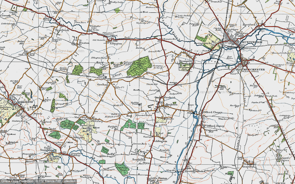 Old Map of Historic Map covering Buckden Wood in 1919