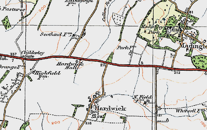 Old map of Hardwick in 1920