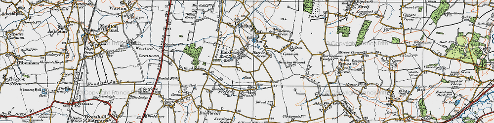Old map of Hardwick in 1921