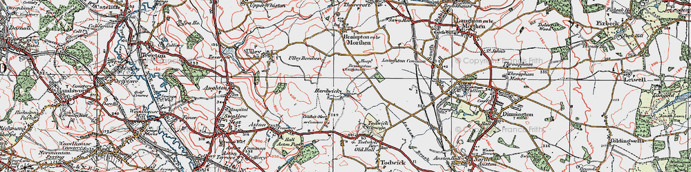 Old map of Hardwick in 1923