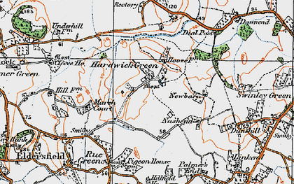 Old map of Hardwick Green in 1919