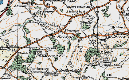 Old map of Hardwicke in 1919
