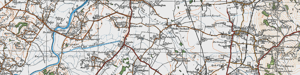 Old map of Hardwicke in 1919