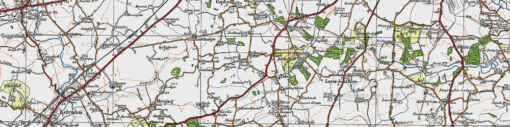 Old map of Hardy's Green in 1921