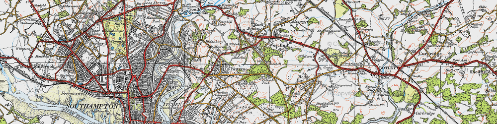Old map of Harefield in 1919