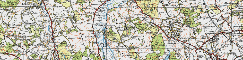 Old map of Harefield Grove in 1920