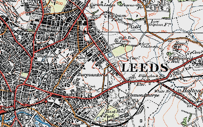 Old map of Harehills in 1925