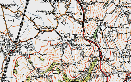 Old map of Harescombe in 1919