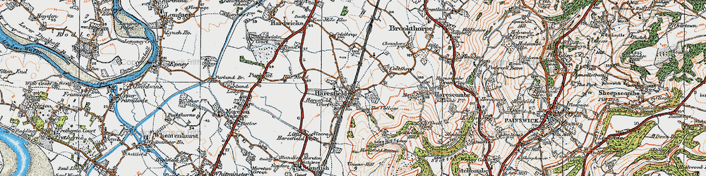 Old map of Haresfield in 1919